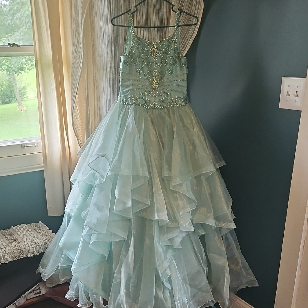 Ritzee Girls Pageant Dress In Seafoam Green Size 12